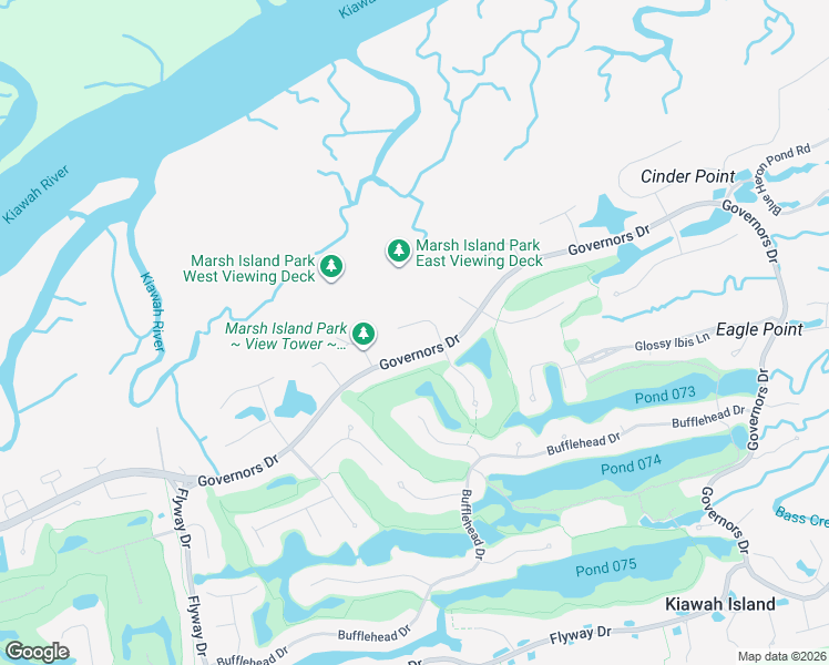 map of restaurants, bars, coffee shops, grocery stores, and more near 76 Governors Drive in Kiawah Island
