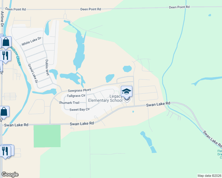 map of restaurants, bars, coffee shops, grocery stores, and more near 2383 Tallgrass Circle in Bossier City