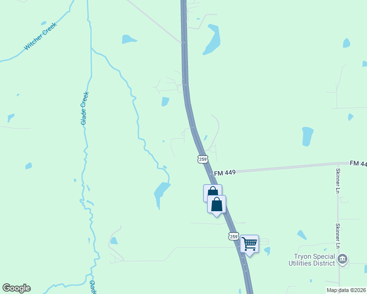 map of restaurants, bars, coffee shops, grocery stores, and more near 189 Settlers Road in Longview