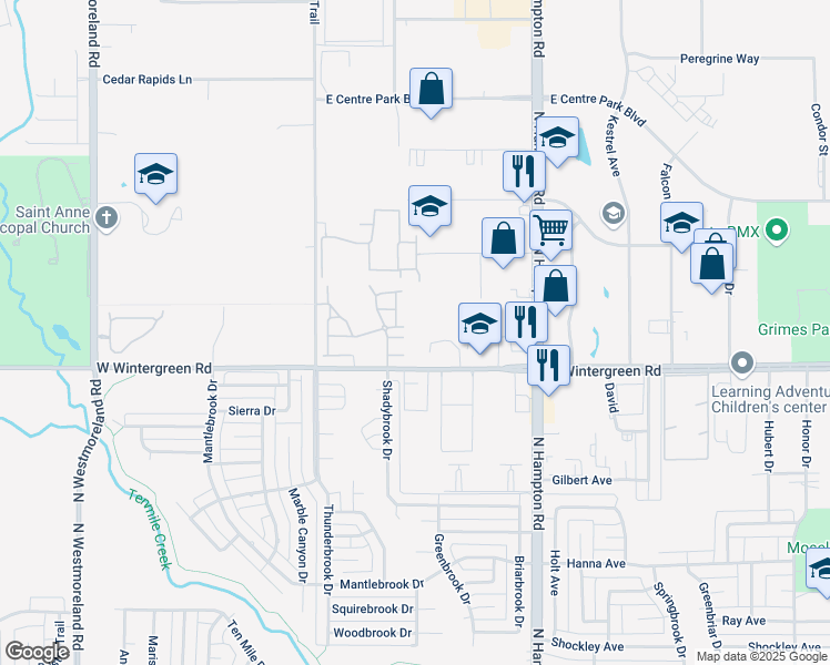 map of restaurants, bars, coffee shops, grocery stores, and more near 431 West Wintergreen Road in DeSoto