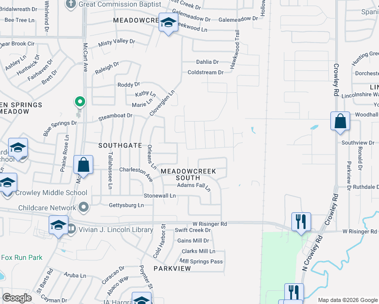 map of restaurants, bars, coffee shops, grocery stores, and more near 8340 Yaupon Holly Trail in Fort Worth