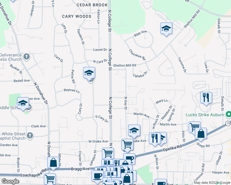 map of restaurants, bars, coffee shops, grocery stores, and more near 133 Halal Court in Auburn