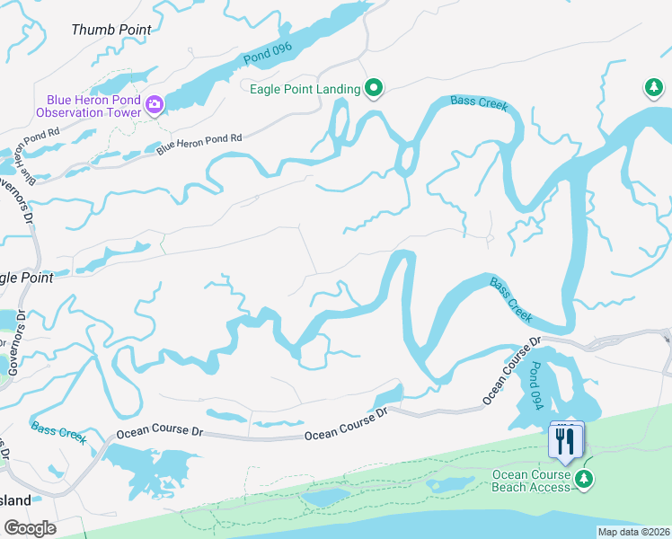 map of restaurants, bars, coffee shops, grocery stores, and more near 11 Summer Islands Lane in Kiawah Island