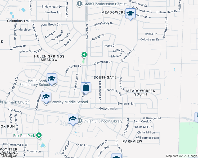 map of restaurants, bars, coffee shops, grocery stores, and more near 3301 Plantation Lane in Fort Worth