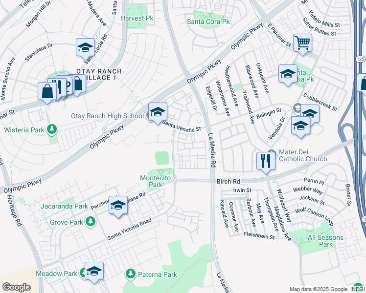 map of restaurants, bars, coffee shops, grocery stores, and more near 1540 Avenida Merida in Chula Vista