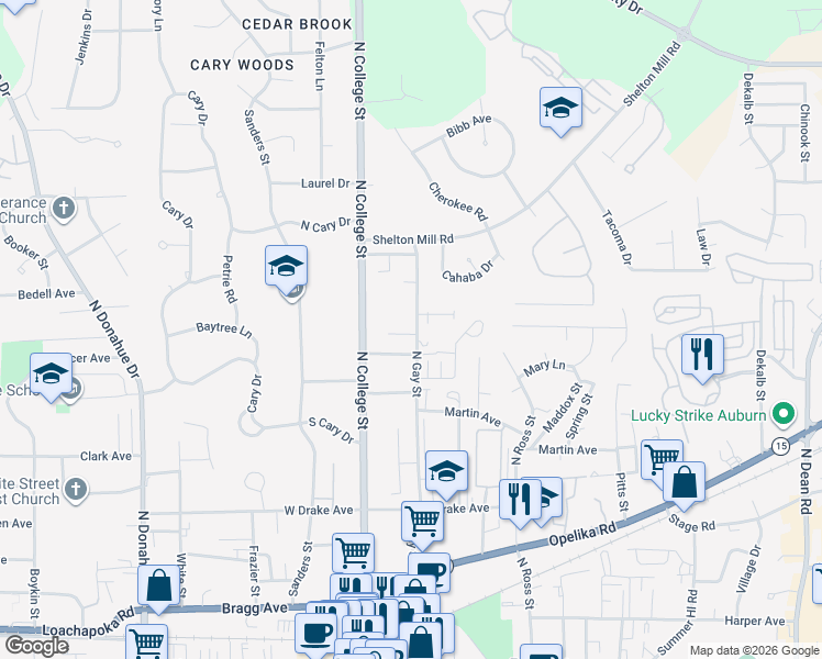 map of restaurants, bars, coffee shops, grocery stores, and more near 133 Halal Court in Auburn