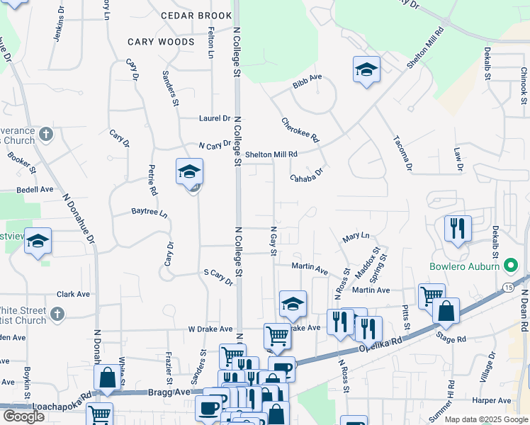 map of restaurants, bars, coffee shops, grocery stores, and more near 133 Halal Court in Auburn