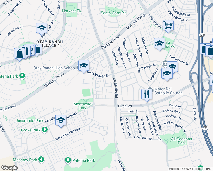 map of restaurants, bars, coffee shops, grocery stores, and more near 1474 De La Vina Street in Chula Vista