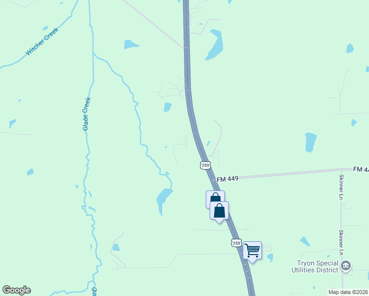 map of restaurants, bars, coffee shops, grocery stores, and more near 189 Settlers Road in Longview