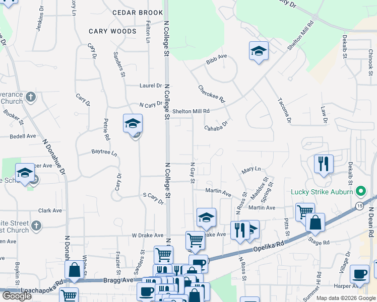 map of restaurants, bars, coffee shops, grocery stores, and more near 133 Halal Court in Auburn