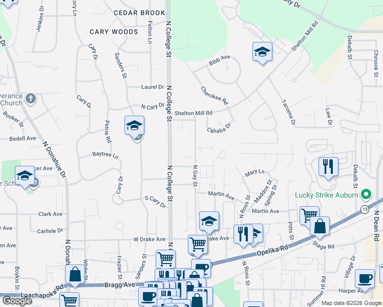 map of restaurants, bars, coffee shops, grocery stores, and more near 133 Halal Court in Auburn