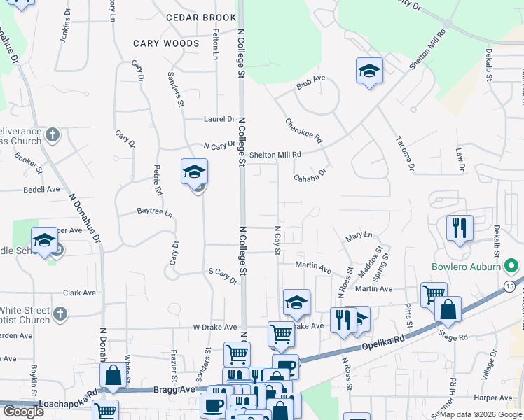 map of restaurants, bars, coffee shops, grocery stores, and more near 133 Halal Court in Auburn