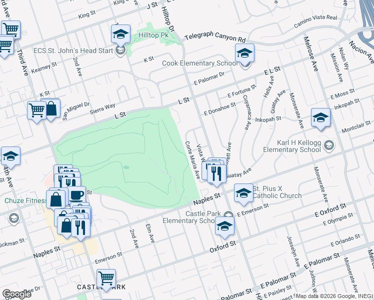 map of restaurants, bars, coffee shops, grocery stores, and more near 991 Corte Maria Avenue in Chula Vista
