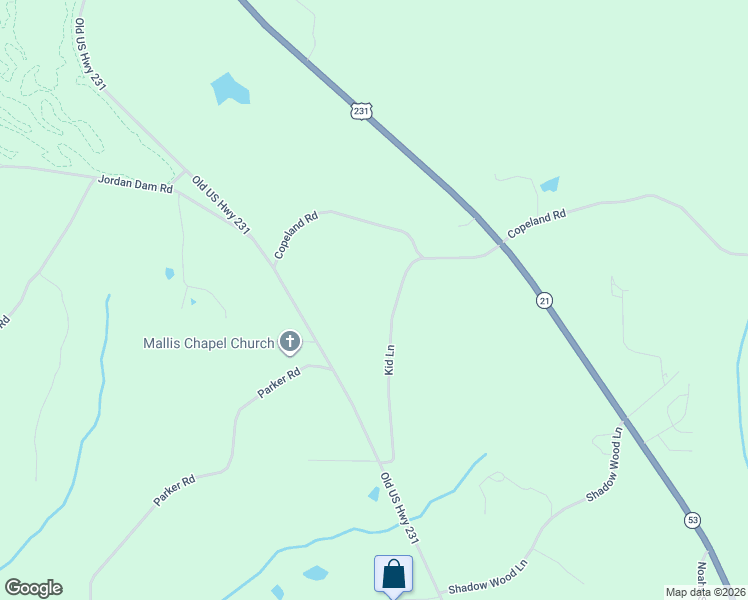 map of restaurants, bars, coffee shops, grocery stores, and more near 192-398 Kid Lane in Wetumpka