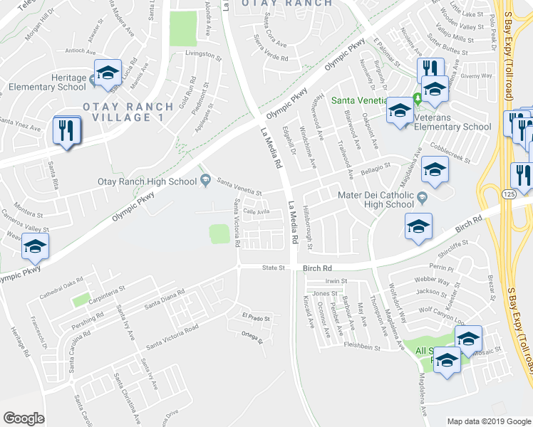 map of restaurants, bars, coffee shops, grocery stores, and more near 1543 Avenida De Avila in Chula Vista