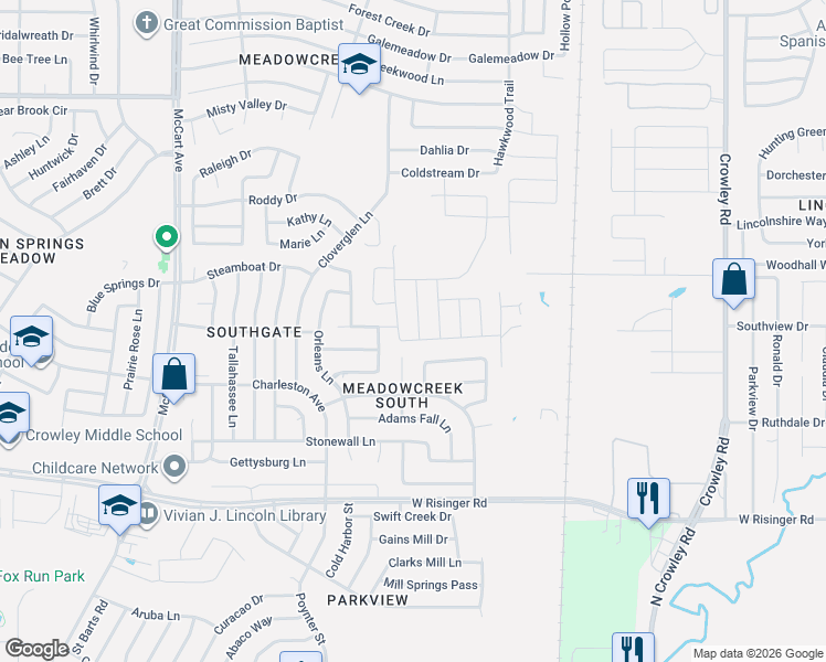 map of restaurants, bars, coffee shops, grocery stores, and more near 8340 Yaupon Holly Trail in Fort Worth