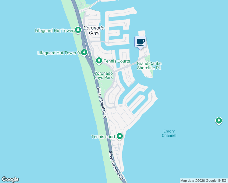 map of restaurants, bars, coffee shops, grocery stores, and more near 65 Trinidad Bend in Coronado