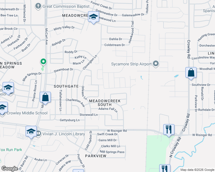 map of restaurants, bars, coffee shops, grocery stores, and more near 8340 Yaupon Holly Trail in Fort Worth