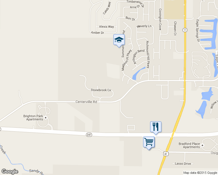 map of restaurants, bars, coffee shops, grocery stores, and more near 102 Graystone Court in Byron