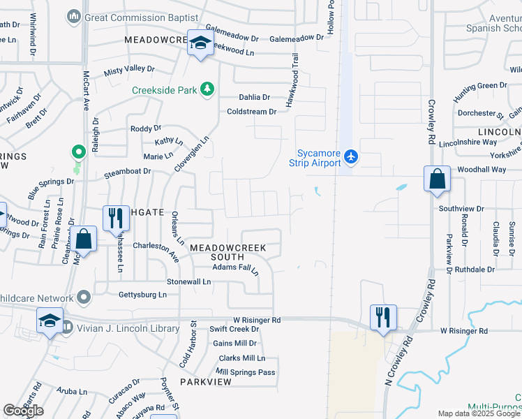 map of restaurants, bars, coffee shops, grocery stores, and more near 8320 White Pine Drive in Fort Worth