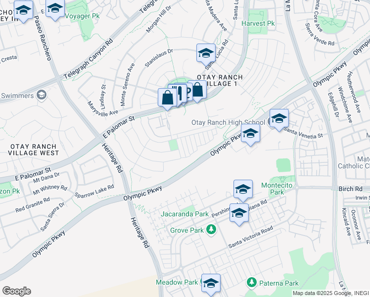 map of restaurants, bars, coffee shops, grocery stores, and more near 1428 Filmore Place in Chula Vista