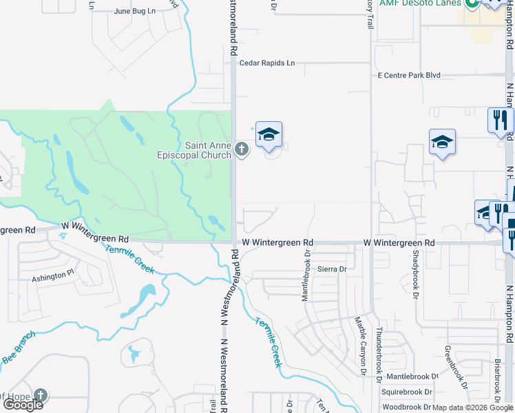 map of restaurants, bars, coffee shops, grocery stores, and more near 764 Village Green Drive in DeSoto