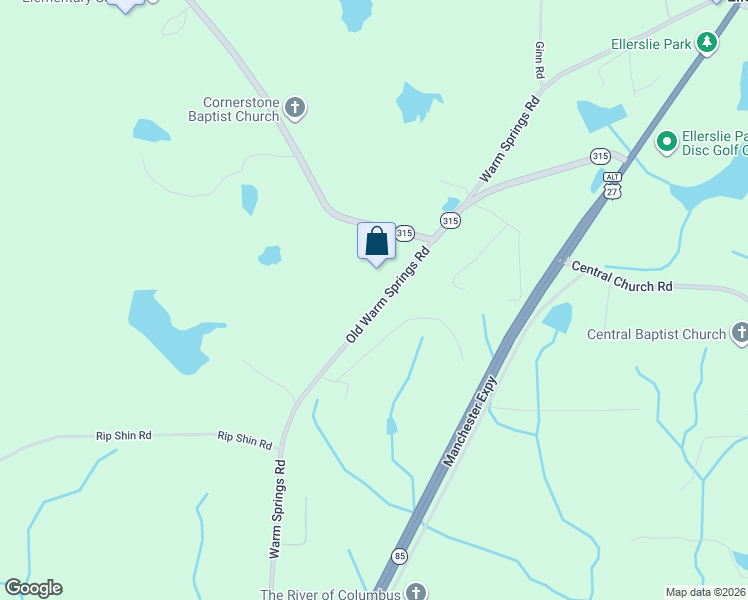 map of restaurants, bars, coffee shops, grocery stores, and more near 12165 Warm Springs Road in Ellerslie