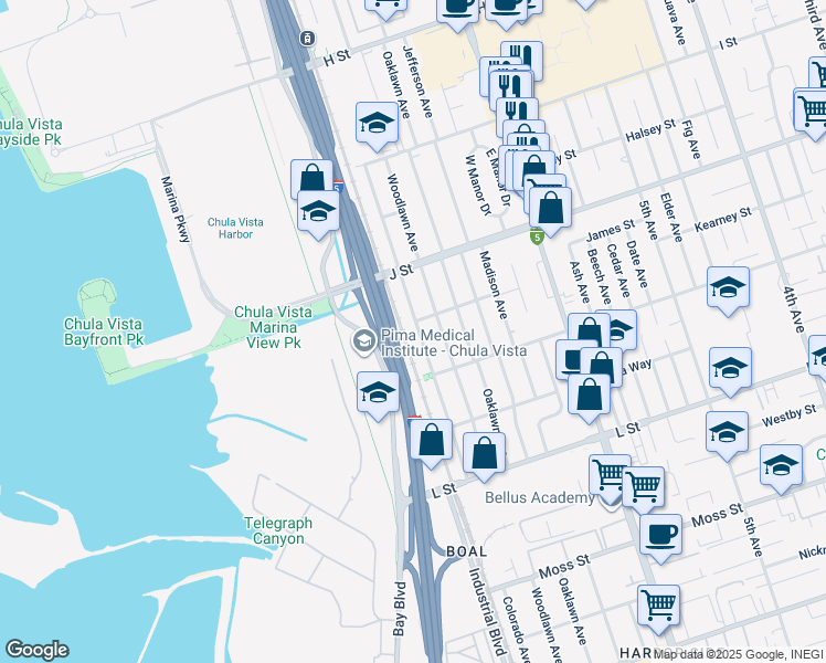 map of restaurants, bars, coffee shops, grocery stores, and more near 756 Colorado Avenue in Chula Vista
