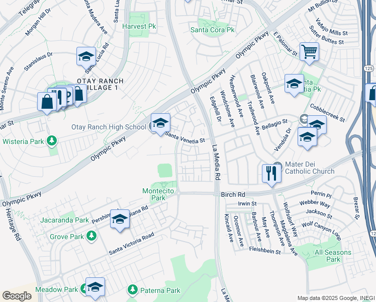 map of restaurants, bars, coffee shops, grocery stores, and more near 1518 Caminito Soria in Chula Vista