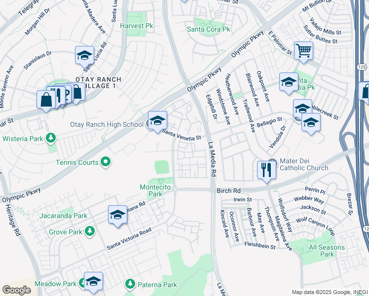 map of restaurants, bars, coffee shops, grocery stores, and more near 1518 Caminito Soria in Chula Vista