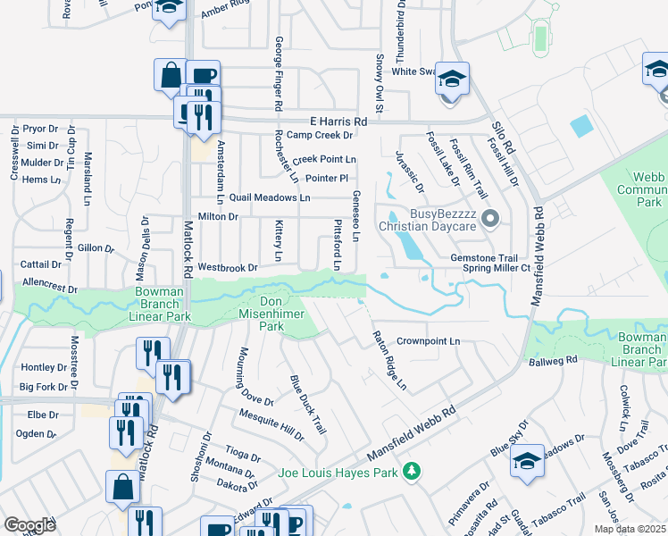 map of restaurants, bars, coffee shops, grocery stores, and more near 7712 Pittsford Lane in Arlington