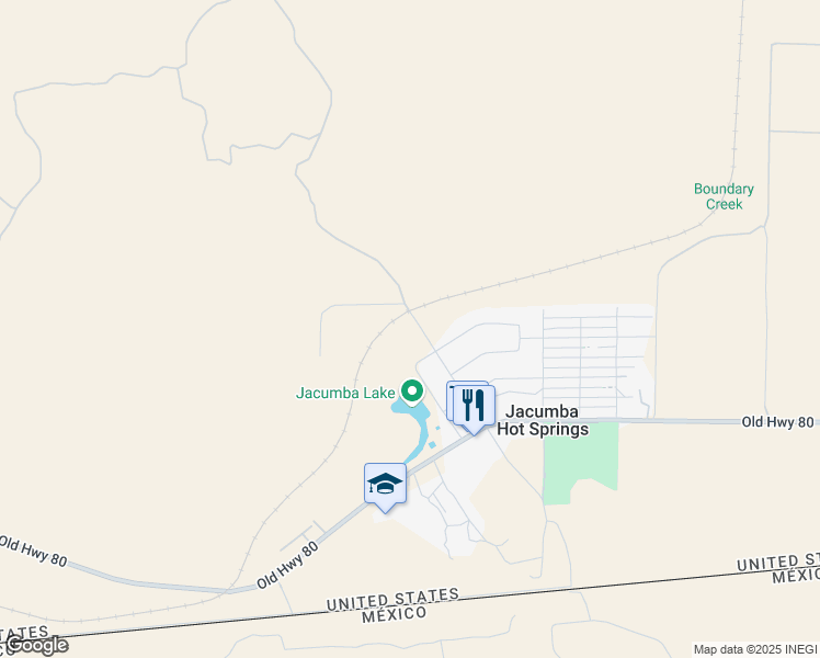 map of restaurants, bars, coffee shops, grocery stores, and more near 1266 Railroad Street in Jacumba Hot Springs