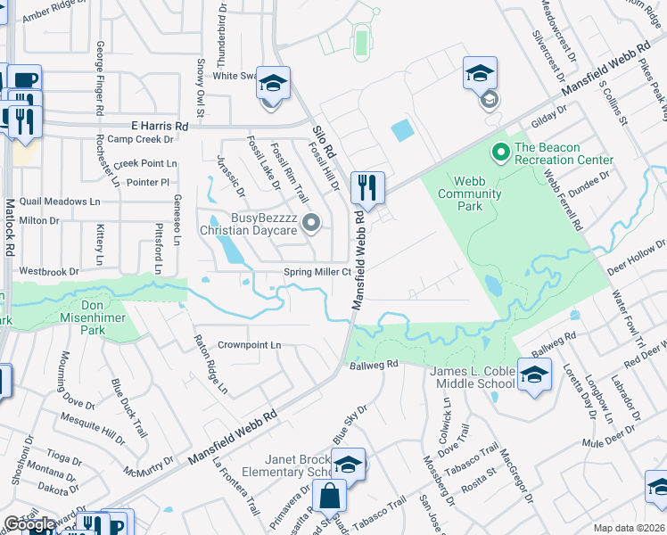 map of restaurants, bars, coffee shops, grocery stores, and more near 810 Gemstone Trail in Arlington