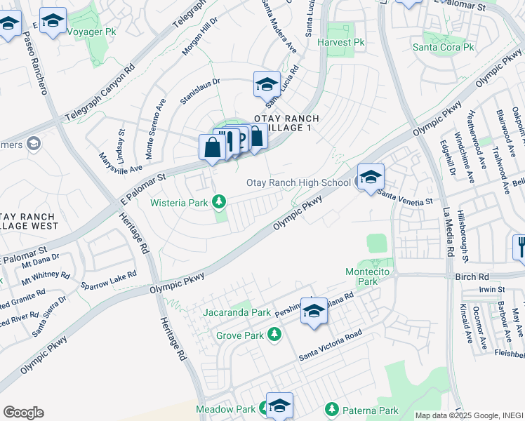 map of restaurants, bars, coffee shops, grocery stores, and more near 1428 Belmont Place in Chula Vista
