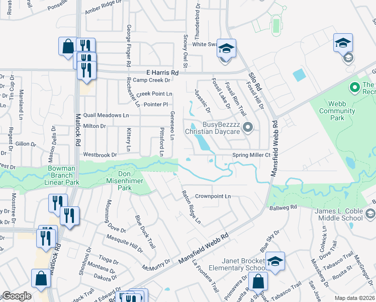 map of restaurants, bars, coffee shops, grocery stores, and more near 508 Ammonite Court in Arlington