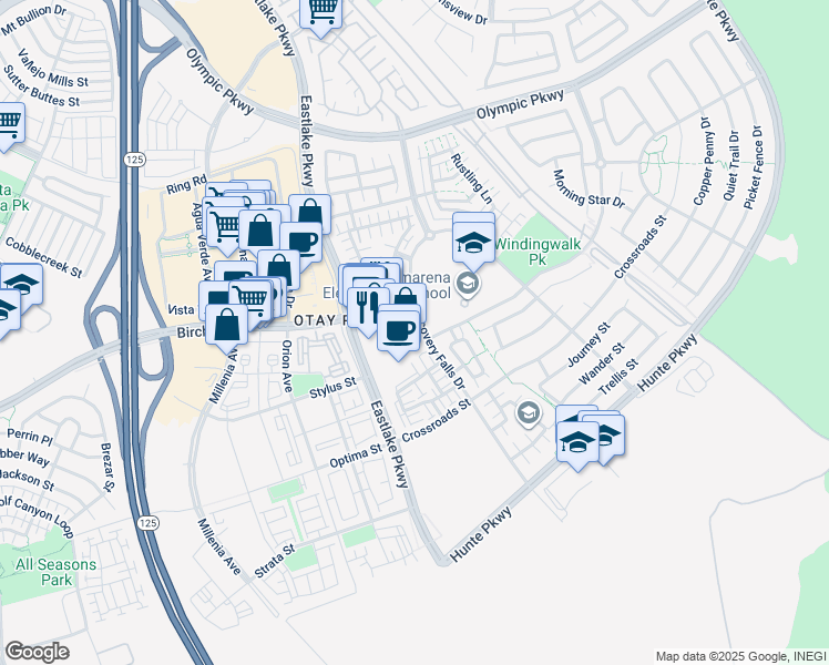 map of restaurants, bars, coffee shops, grocery stores, and more near in Chula Vista