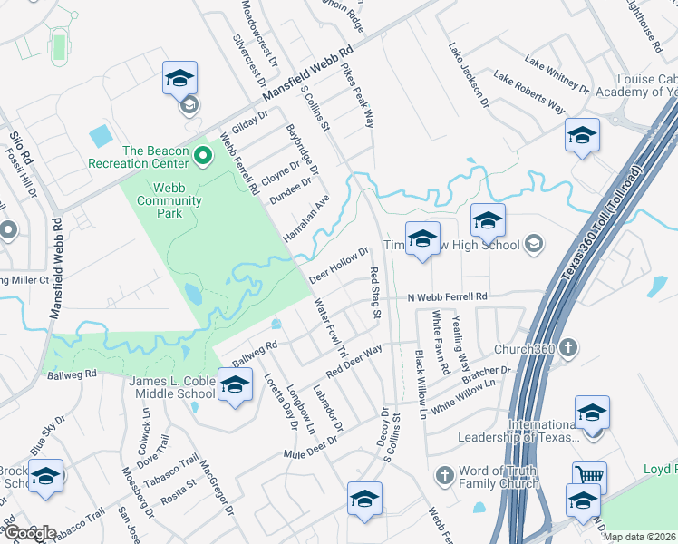 map of restaurants, bars, coffee shops, grocery stores, and more near 1302 Deer Hollow Drive in Arlington