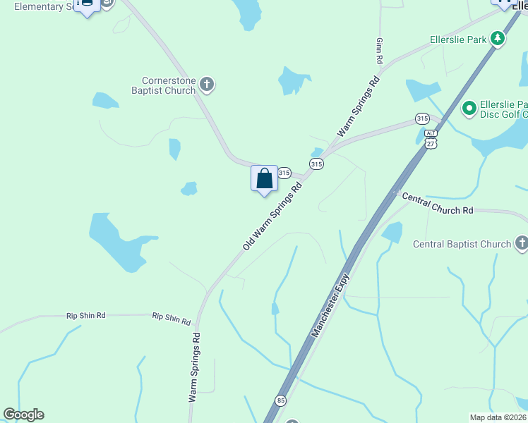 map of restaurants, bars, coffee shops, grocery stores, and more near 12165 Warm Springs Road in Ellerslie