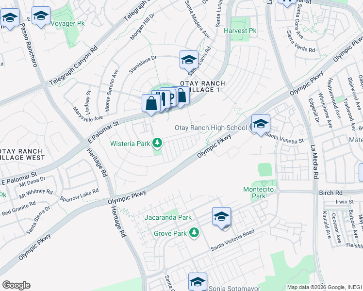 map of restaurants, bars, coffee shops, grocery stores, and more near 1428 Belmont Place in Chula Vista