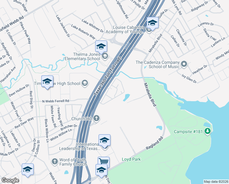 map of restaurants, bars, coffee shops, grocery stores, and more near 6310 Texas 360 in Arlington