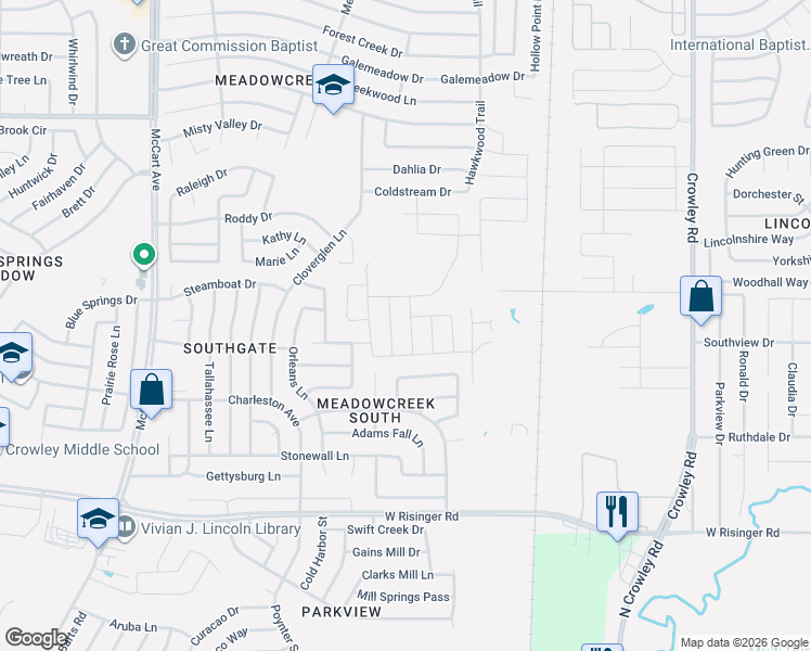 map of restaurants, bars, coffee shops, grocery stores, and more near 8340 Yaupon Holly Trail in Fort Worth