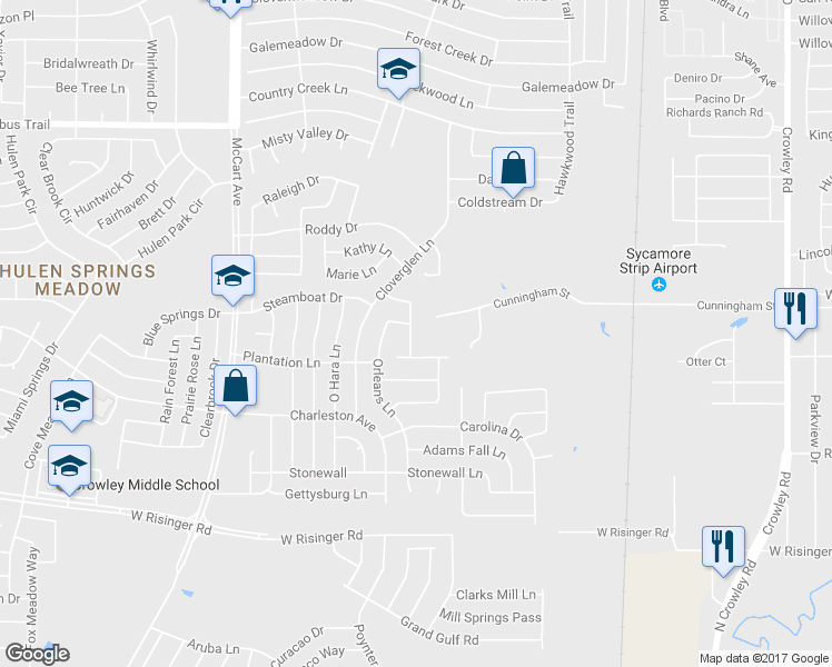 map of restaurants, bars, coffee shops, grocery stores, and more near 8328 French Quarter Lane in Fort Worth