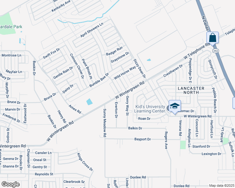 map of restaurants, bars, coffee shops, grocery stores, and more near 1050 West Wintergreen Road in Lancaster