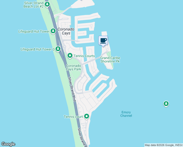 map of restaurants, bars, coffee shops, grocery stores, and more near 173 Kingston Court West in Coronado