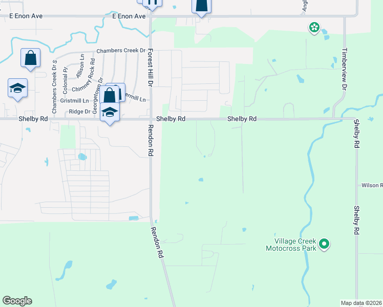 map of restaurants, bars, coffee shops, grocery stores, and more near 3612 Shelby Road in Fort Worth