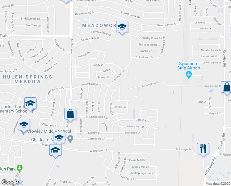 map of restaurants, bars, coffee shops, grocery stores, and more near 8212 French Quarter Lane in Fort Worth