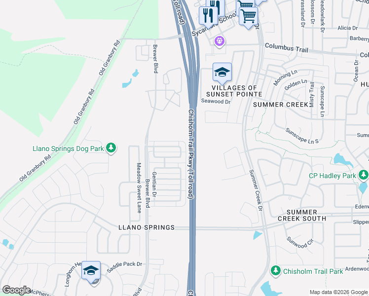 map of restaurants, bars, coffee shops, grocery stores, and more near 5790 Bindweed Street in Fort Worth