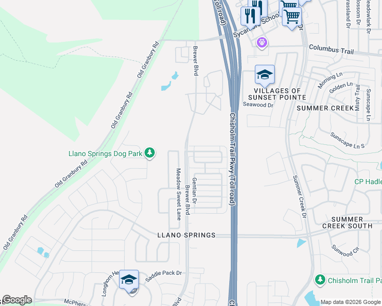 map of restaurants, bars, coffee shops, grocery stores, and more near 5868 Bindweed Street in Fort Worth