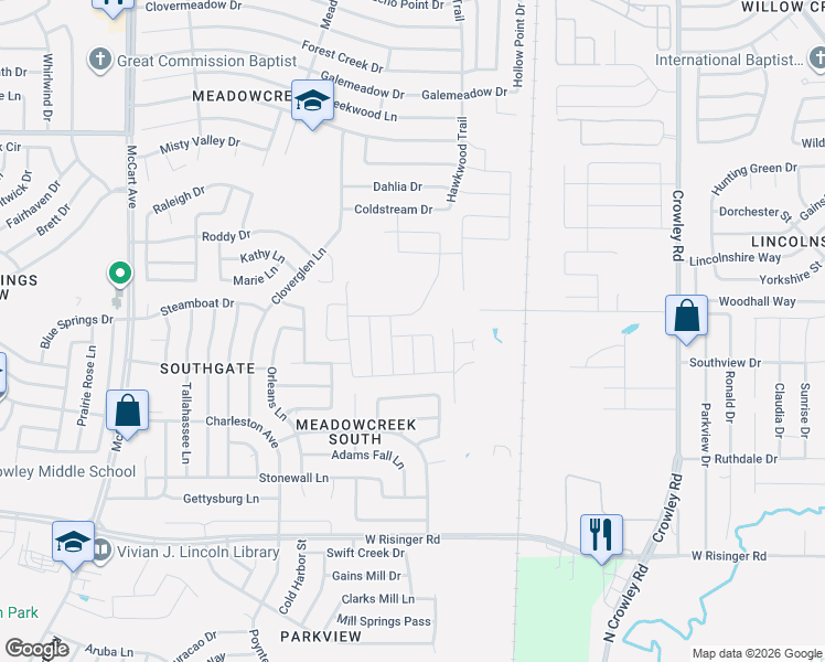 map of restaurants, bars, coffee shops, grocery stores, and more near 2401 Cunningham St in Fort Worth