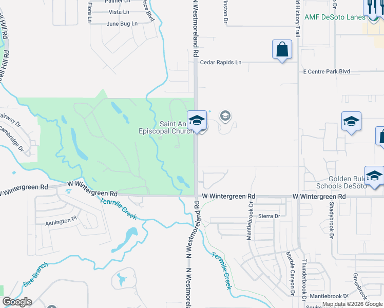 map of restaurants, bars, coffee shops, grocery stores, and more near 1615 Masters Drive in DeSoto
